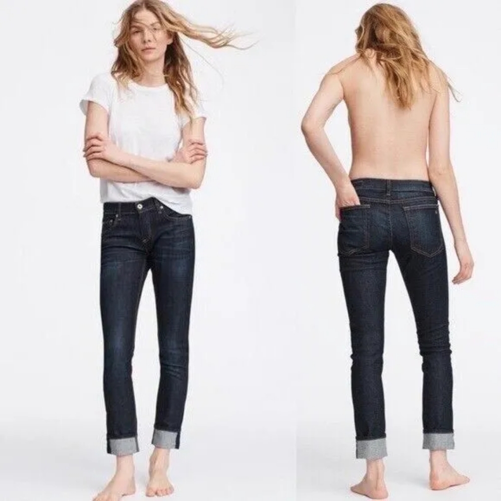 Rag & Bone Dre Mid Rise Cuffed Him Skinny Jeans Size 25